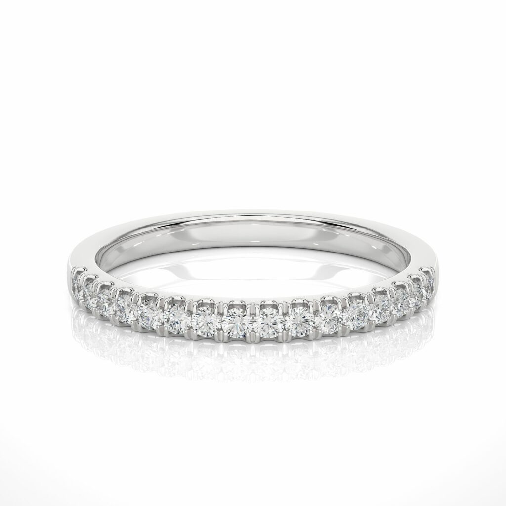 0.25 Ct Round Cut Prong Set Lab Diamond Half Eternity Wedding Band in White Gold White