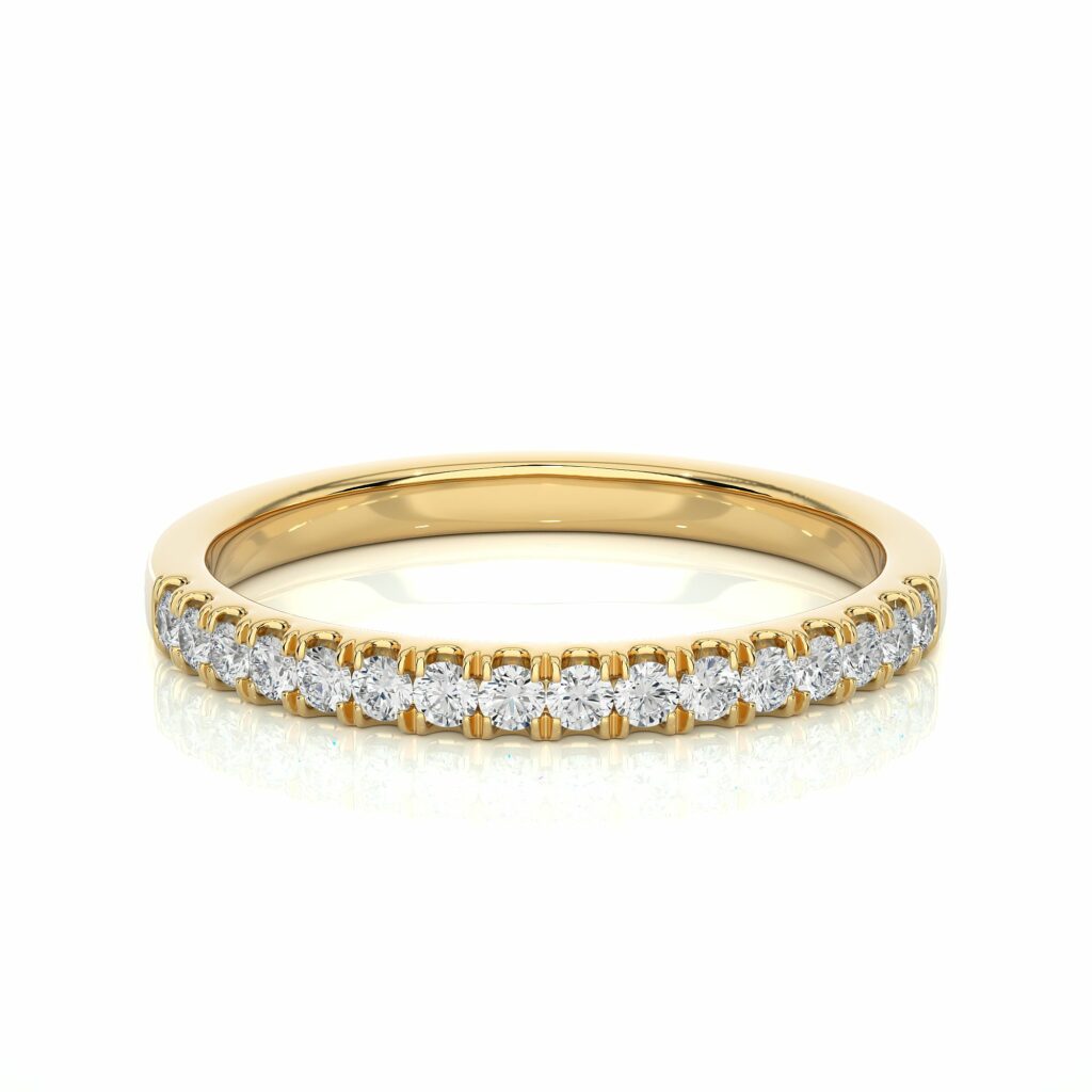 0.25 Ct Round Cut Prong Set Lab Diamond Half Eternity Wedding Band in White Gold Yellow