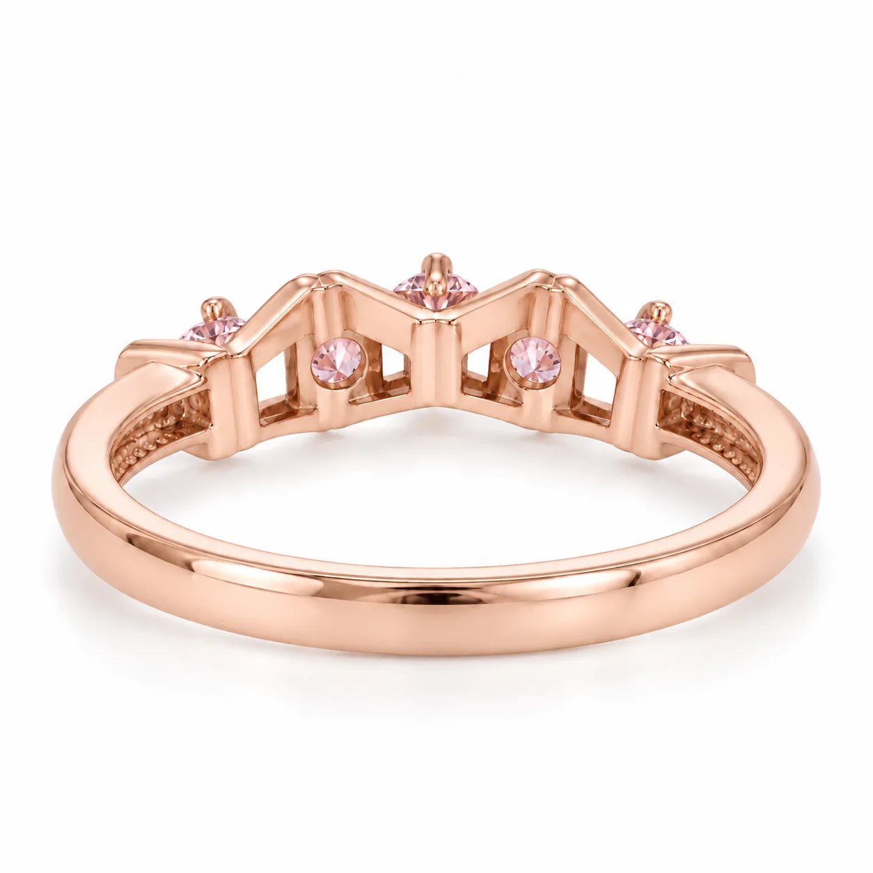 Back View Of 0.25 Carat Concertina Pink Diamond Wedding Ring