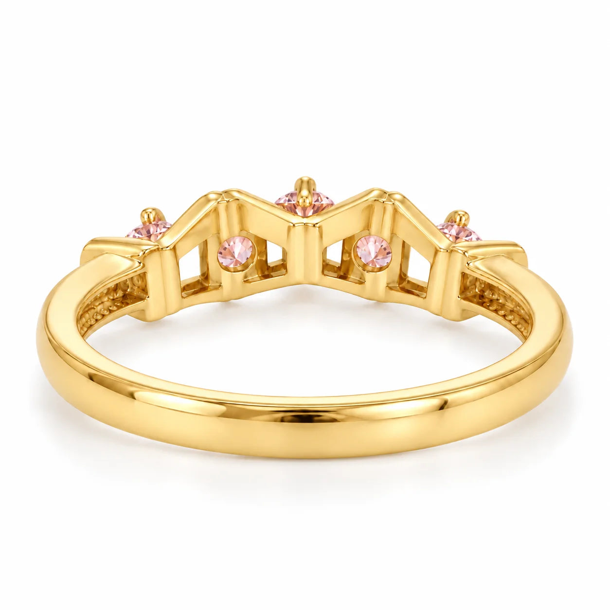 Back View Of 0.25 Carat Concertina Pink Diamond Wedding Ring