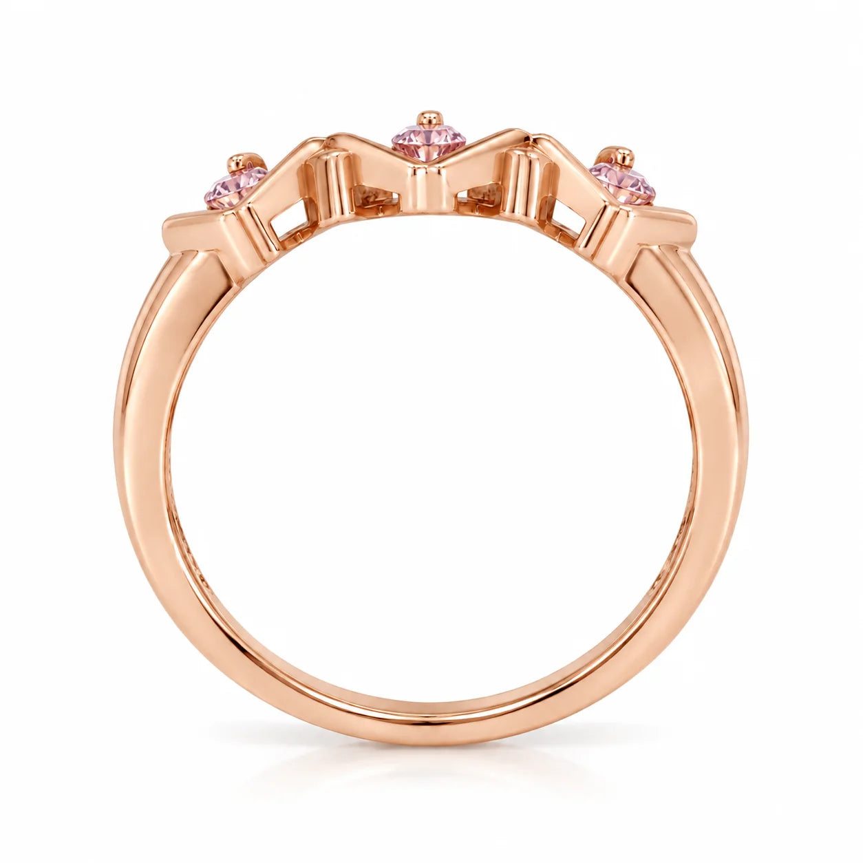 Metal View Of 0.25 Carat Concertina Pink Diamond Wedding Ring