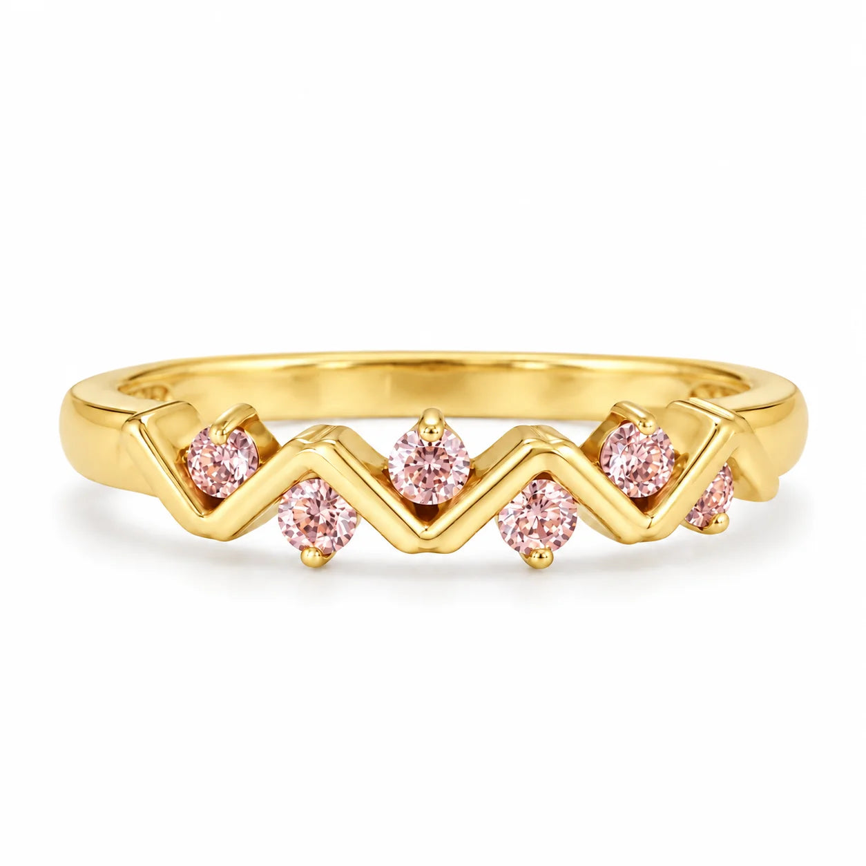 Front View Of 0.25 Carat Concertina Pink Diamond Wedding Ring