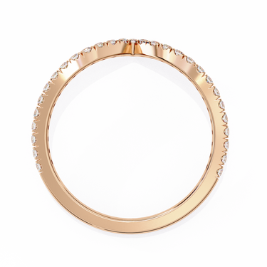 0.25 Carat Round Cut Diamond Curved Wedding Band In Rose Gold