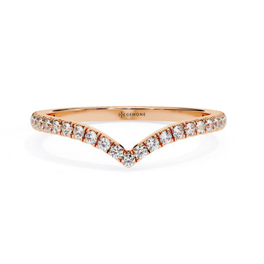 0.25 Carat Round Cut Diamond Curved Wedding Band In Rose Gold 