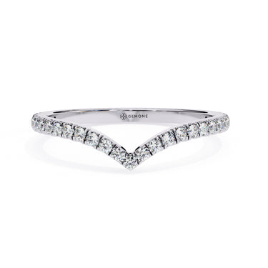 0.25 Carat Round Cut Diamond Curved Wedding Band In White Gold