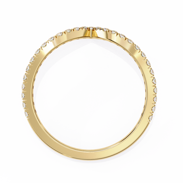 0.25 Carat Round Cut Diamond Curved Wedding Band In Yellow Gold