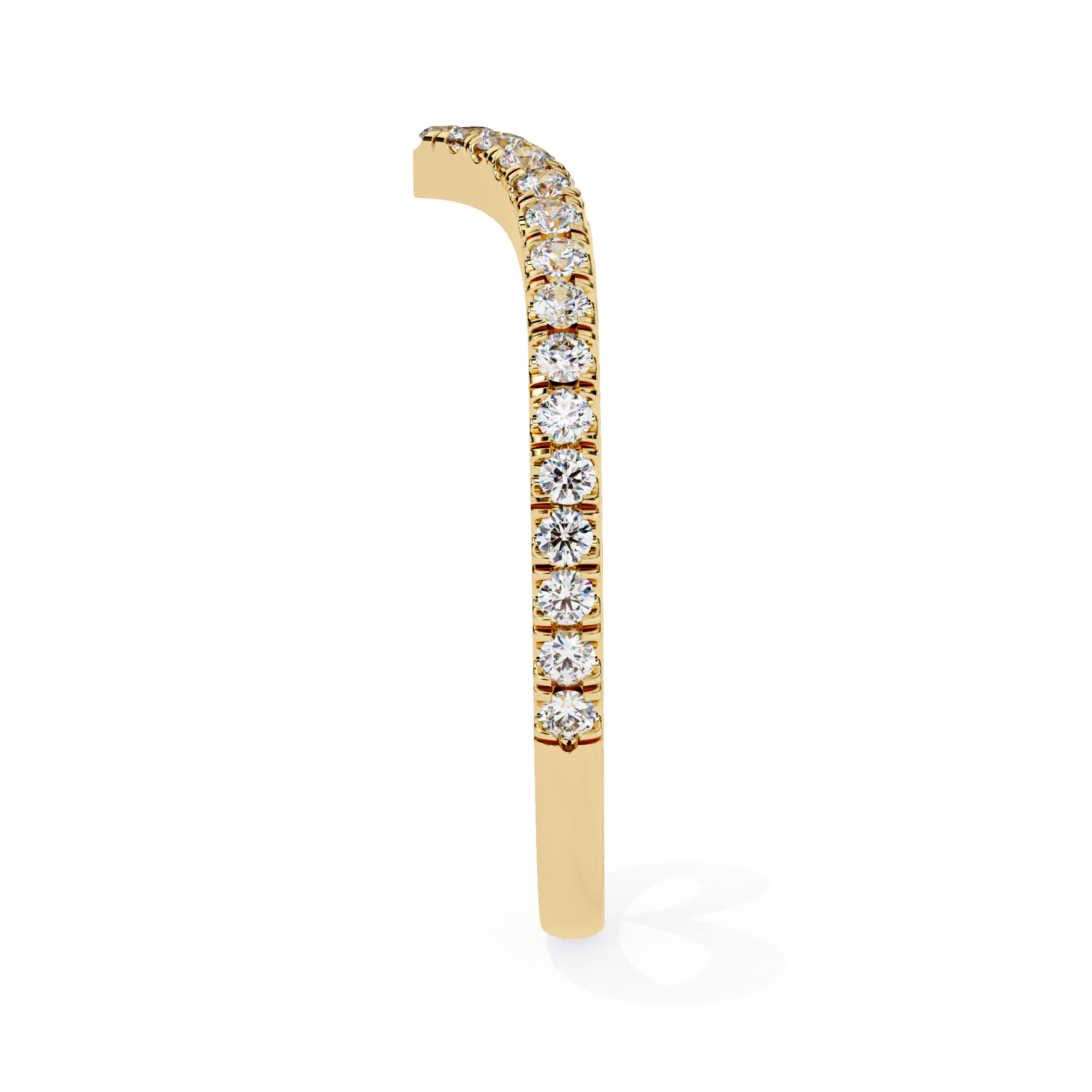 0.25 Carat Round Cut Curved Diamond Wedding Band In Yellow Gold
