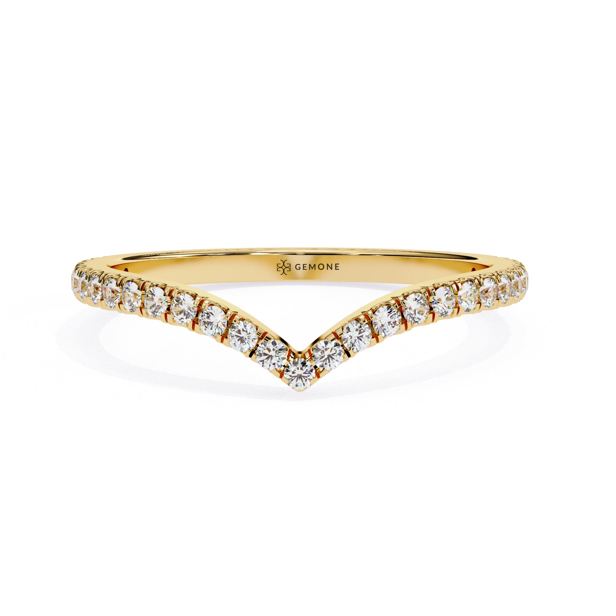 0.25 Carat Round Cut Curved Diamond Wedding Band In Yellow Gold 18K Yellow Gold Natural Diamond