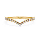 0.25 Carat Round Cut Diamond Curved Wedding Band In Yellow Gold