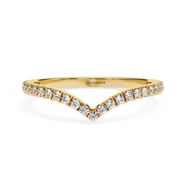 0.25 Carat Round Cut Diamond Curved Wedding Band In Yellow Gold