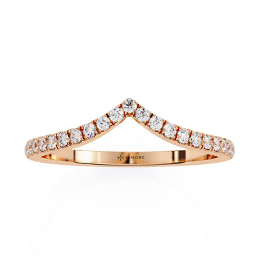 0.25 Carat Round Cut Diamond Curved Wedding Band In Rose Gold