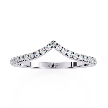 0.25 Carat Round Cut Diamond Curved Wedding Band In White Gold