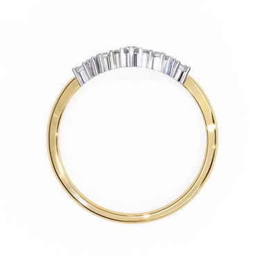 0.25 Carat Round Shape Curved Diamond Wedding Band In Yellow Gold