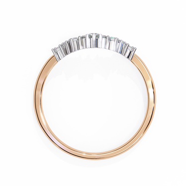 0.25 Carat Round Shape Curved Diamond Wedding Band In Rose Gold