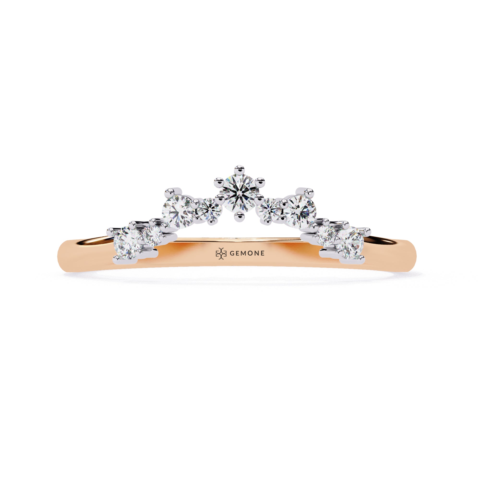 0.25 Carat Round Shape Curved Diamond Wedding Band In Rose Gold 18K Rose Gold Natural Diamond