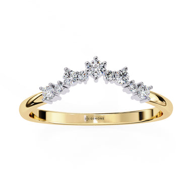 0.25 Carat Round Shape Curved Diamond Wedding Band In Yellow Gold