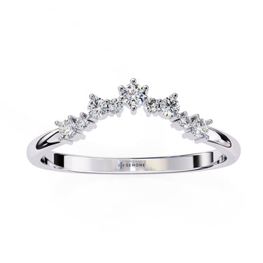 0.25 Carat Round Shape Curved Diamond Wedding Ring In White Gold