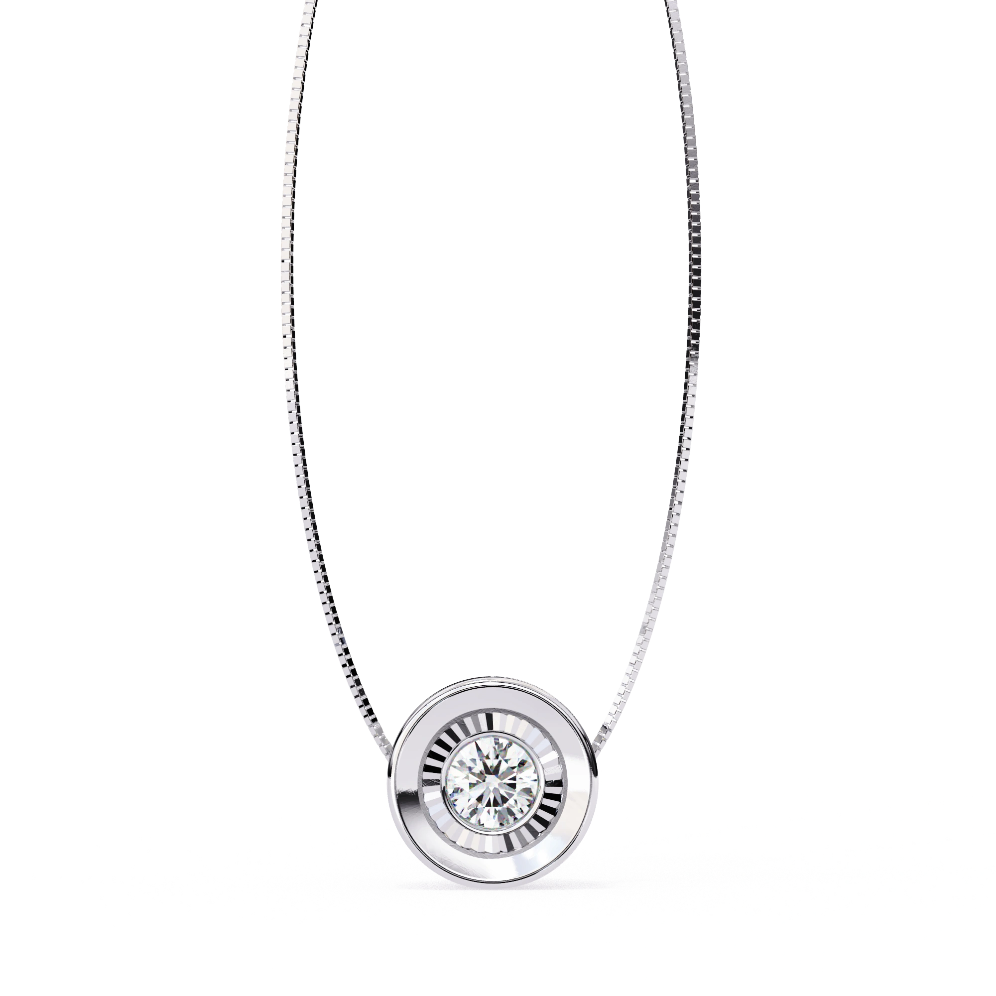 0.25 Ct Round Lab Diamond Two-Tone Bezel Pendant 950 Platinum Natural Diamond