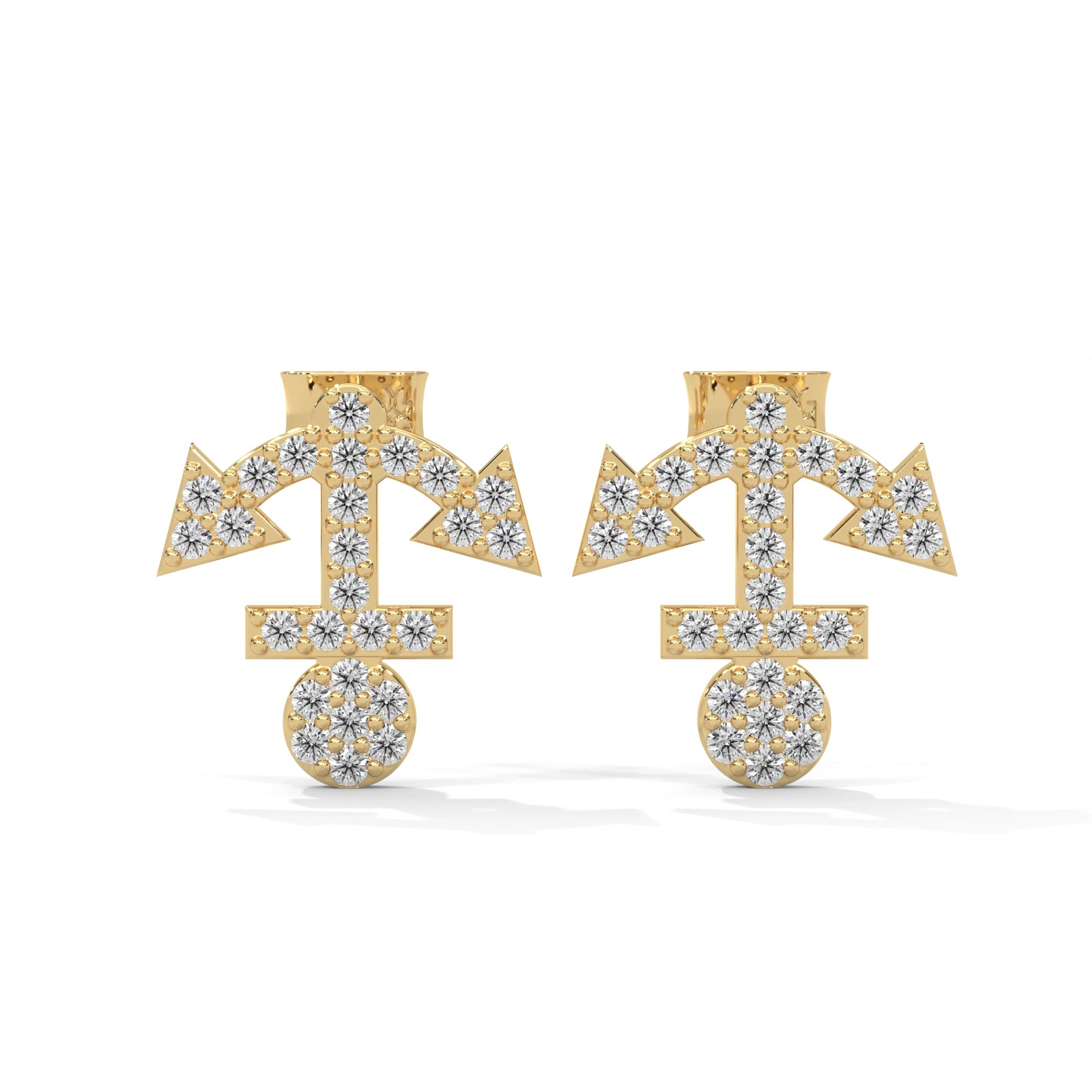 0.26 Carat Anchor Stud Earrings in Yellow Gold 18K Yellow Gold Natural Diamond