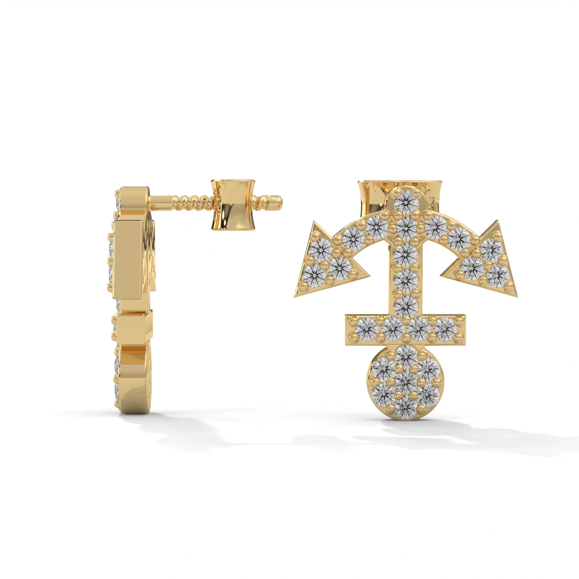 0.26 Carat Anchor Stud Earrings in Yellow Gold