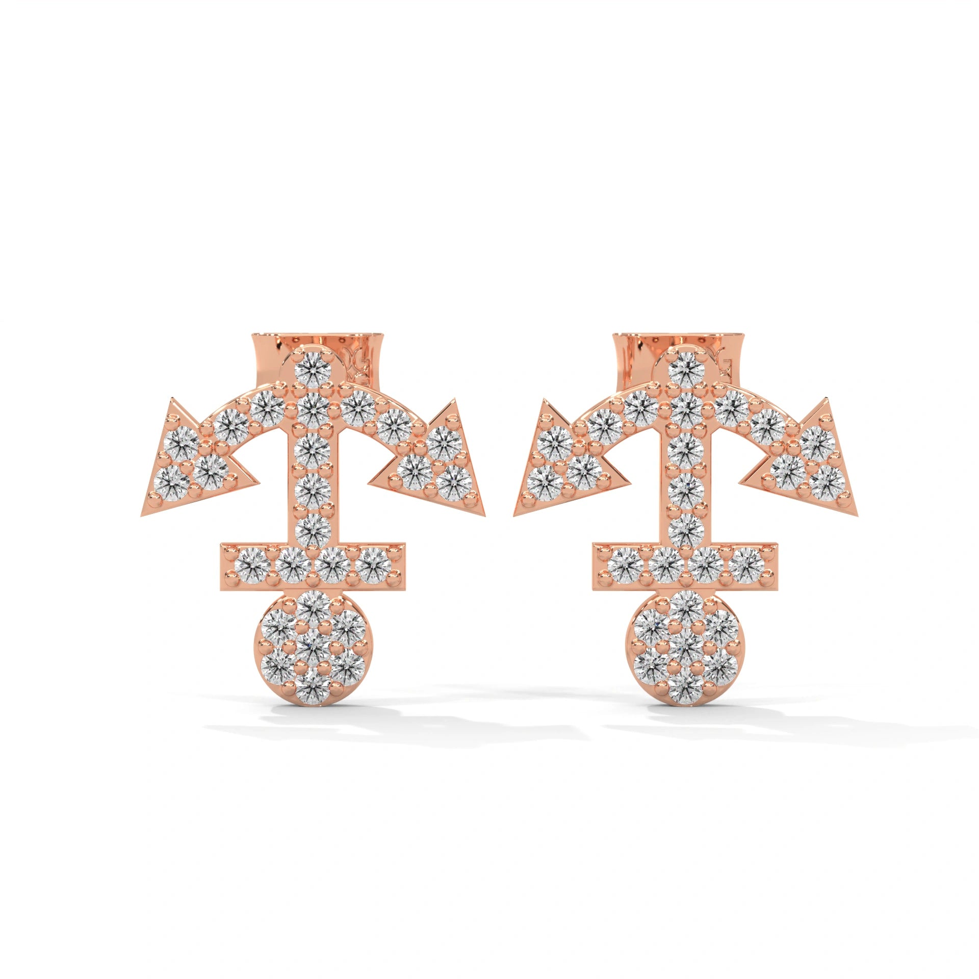 0.26 Carat Anchor Stud Earrings in Yellow Gold 18K Rose Gold Natural Diamond