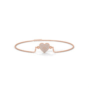 0.50 Carat Diamond Heart Station Bracelet in Rose Gold 18K Rose Gold Natural Diamond