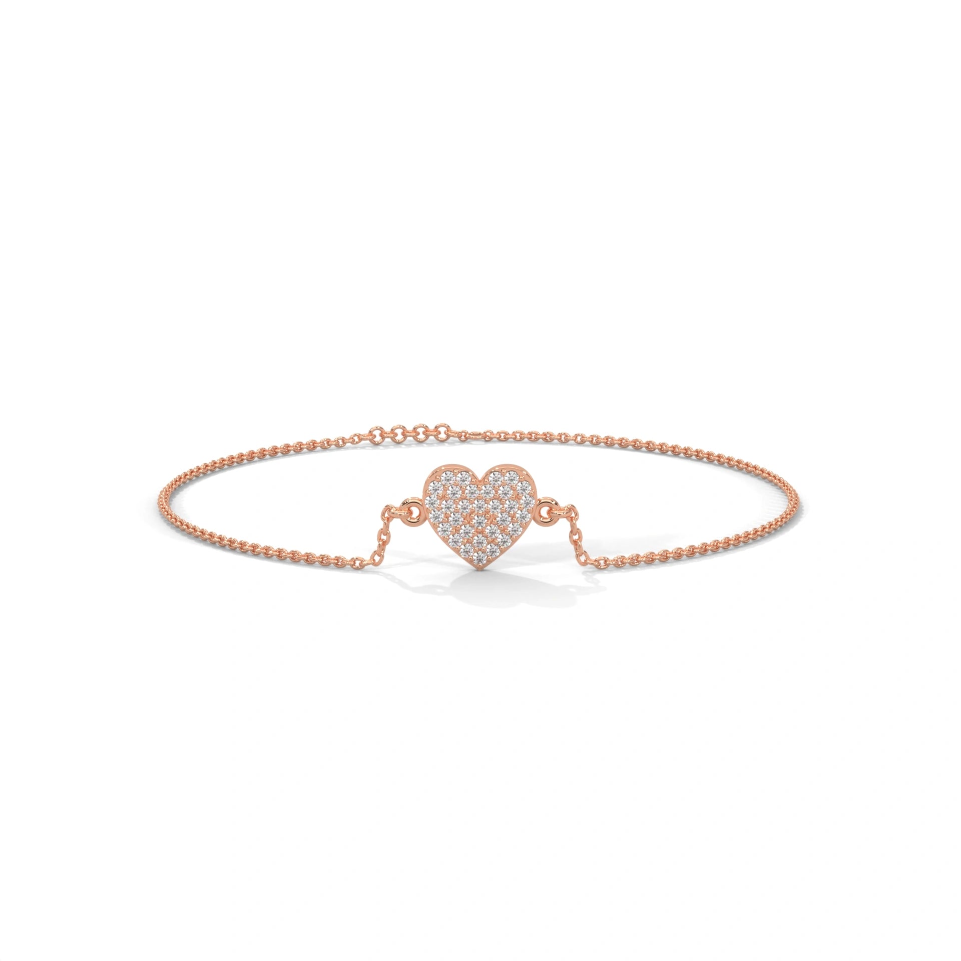 0.50 Carat Diamond Heart Station Bracelet in Rose Gold 18K Rose Gold Natural Diamond