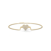 0.50 Carat Diamond Heart Station Bracelet in Rose Gold 18K Yellow Gold Natural Diamond