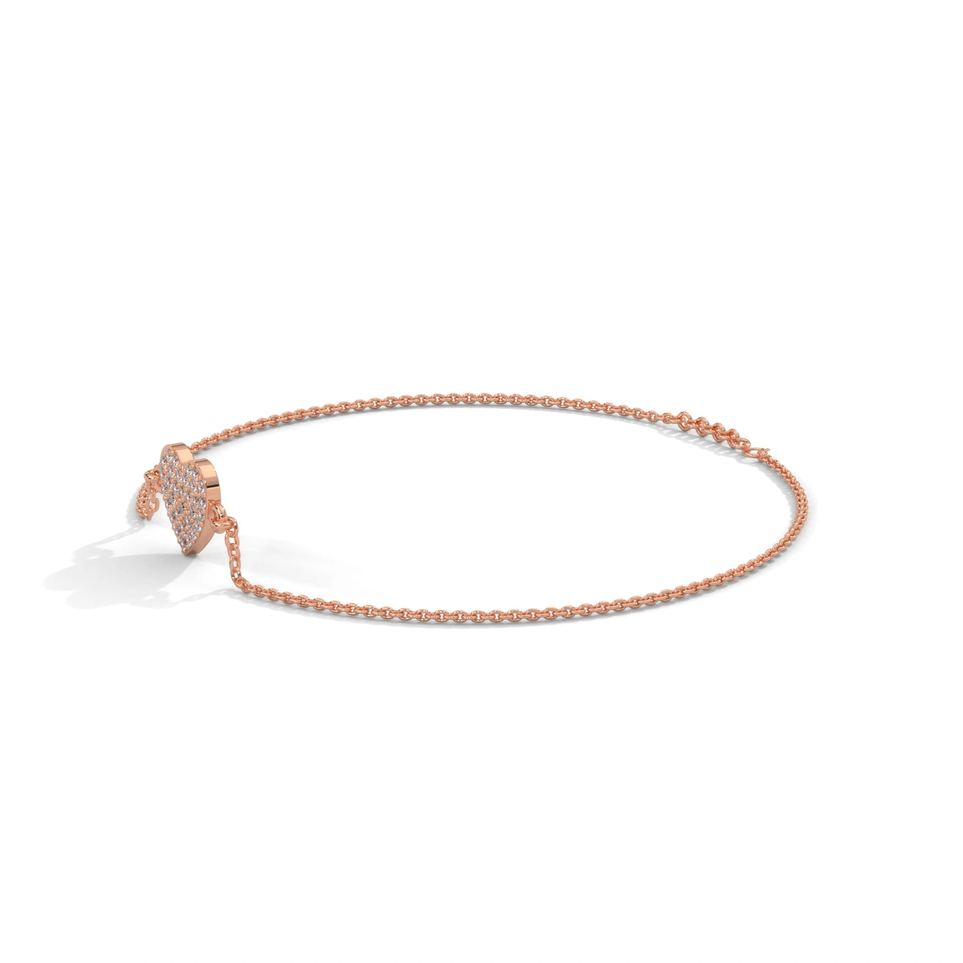 0.50 Carat Diamond Heart Station Bracelet in Rose Gold