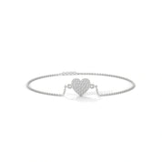 0.50 Carat Diamond Heart Station Bracelet in Rose Gold 950 Platinum Natural Diamond