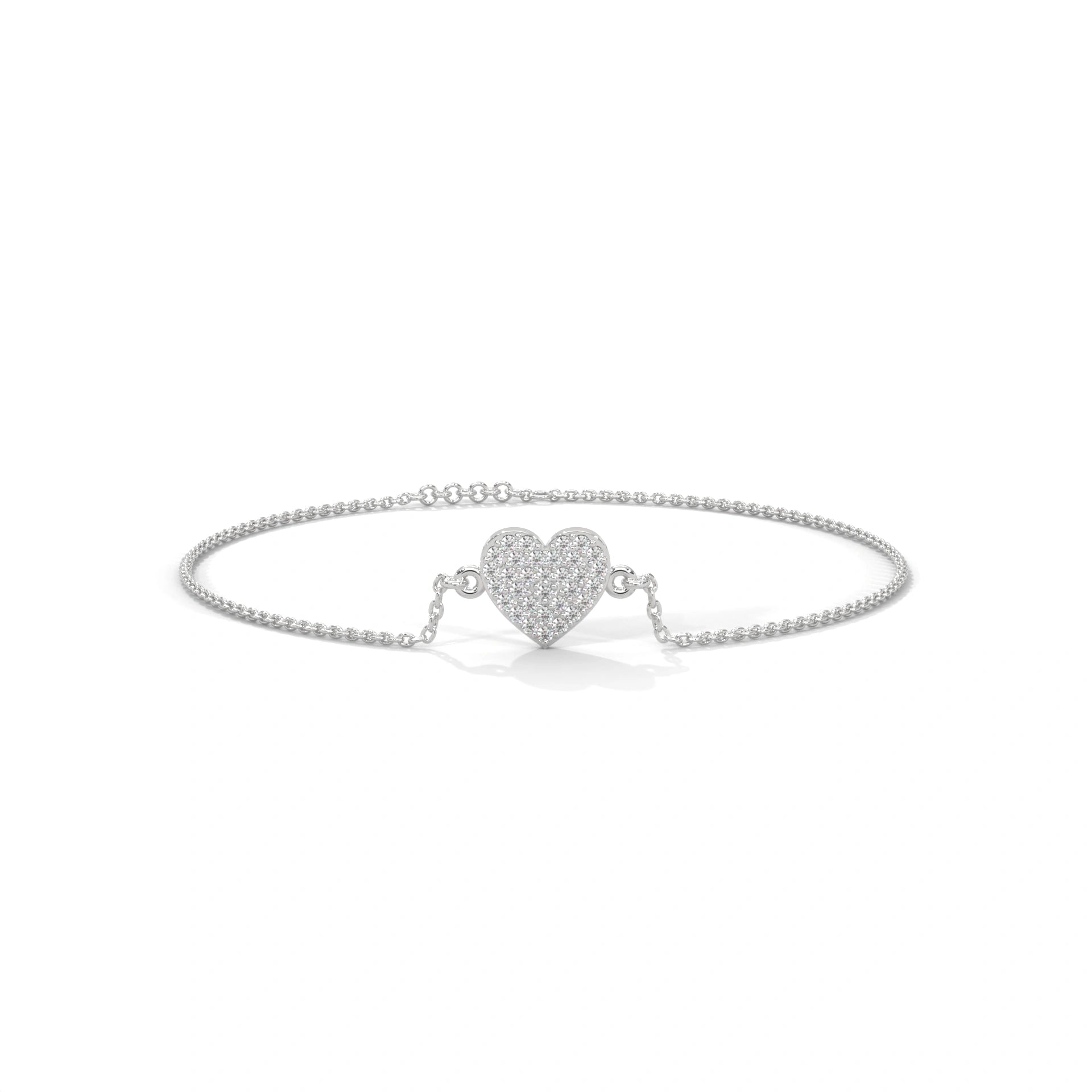 0.50 Carat Diamond Heart Station Bracelet in Rose Gold 950 Platinum Natural Diamond