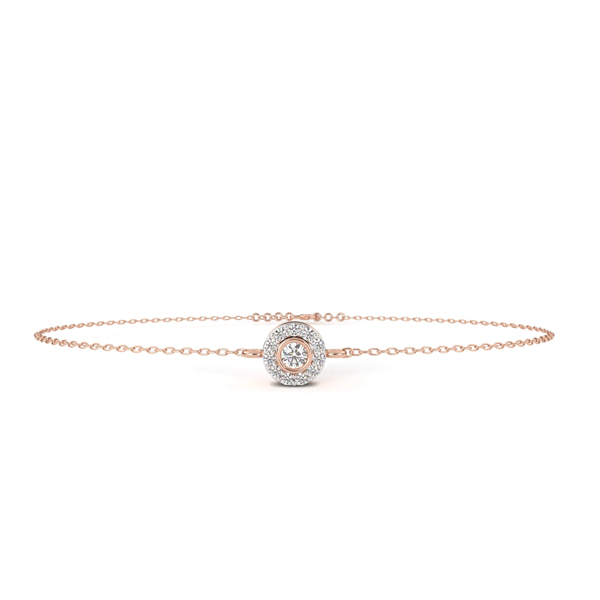 0.26 Carat Round Halo Diamond Bracelet in White Gold 18K Rose Gold Natural Diamond