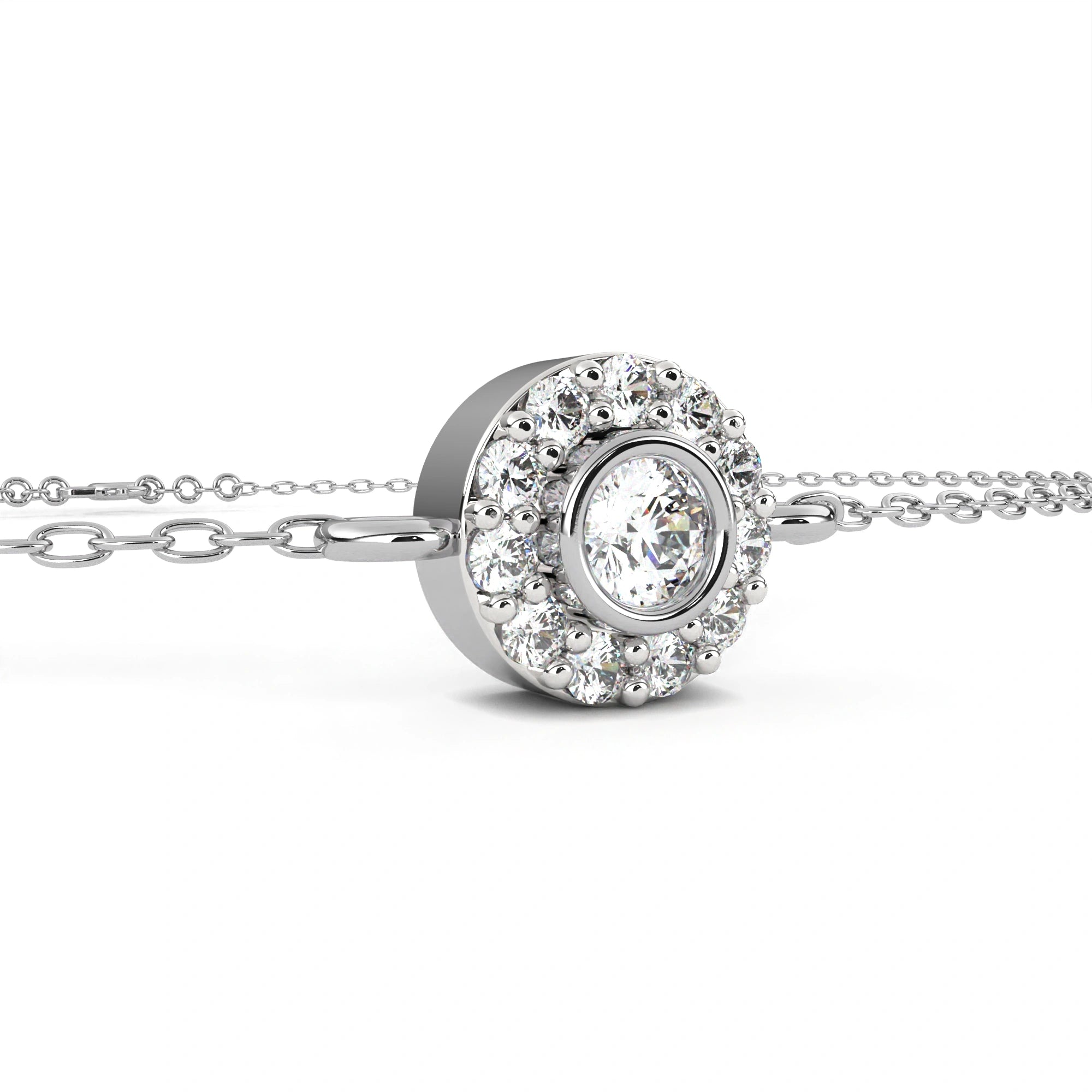 0.26 Carat Round Halo Diamond Bracelet in White Gold