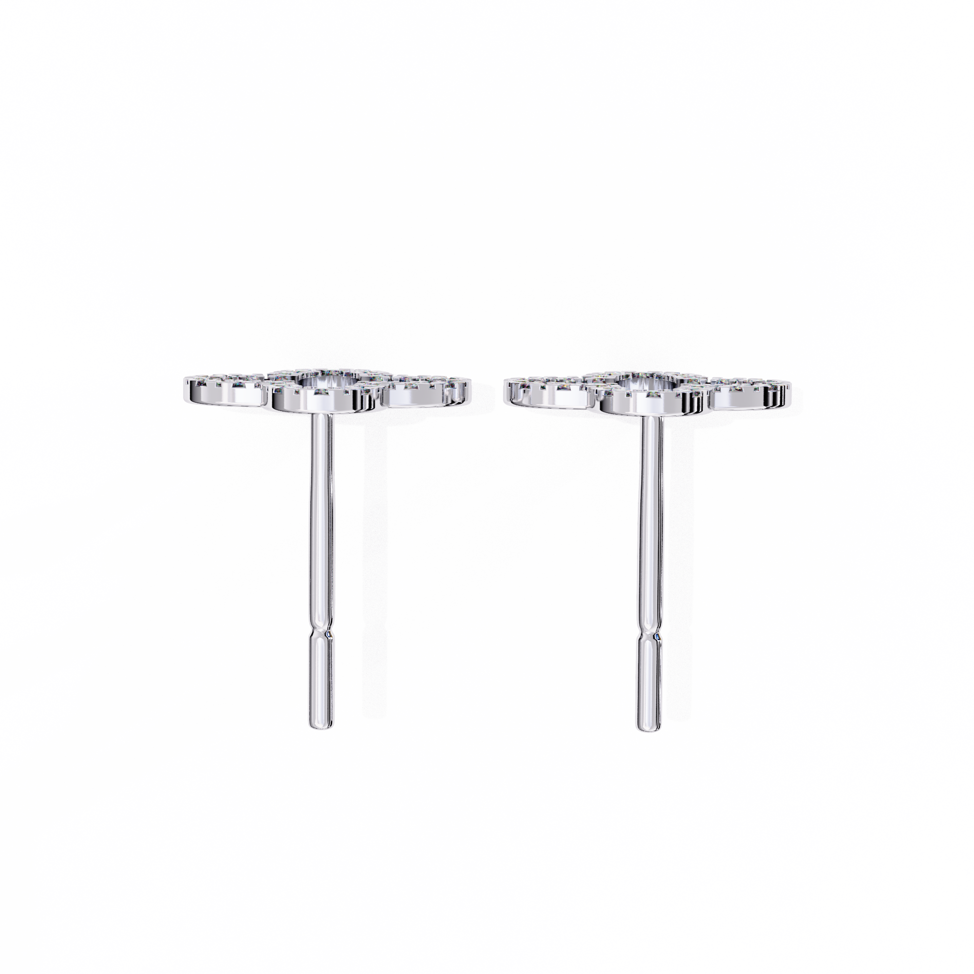 0.29 Carat Clover Shape Pavé Diamond Stud Earrings