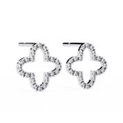 0.29 Carat Clover Shape Pavé Diamond Stud Earrings