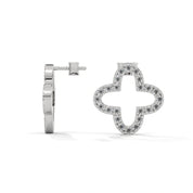0.29 Ct TWT Diamond Clover Solid Gold Stud Earrings
