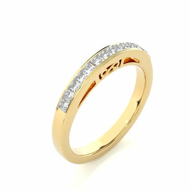 0.30 Ct Princess Cut Channel Set Diamond Half Eternity Band In Yellow Gold