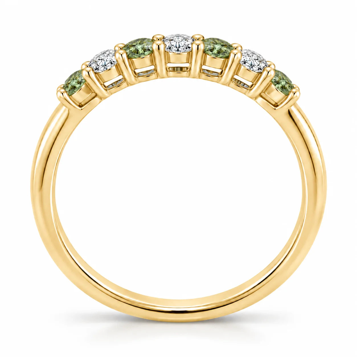 Metal View of 0.32ct Round Green &amp; White Diamond Half Eternity Band