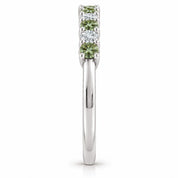 Side View of 0.32ct Round Green &amp; White Diamond Half Eternity Band