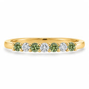 Front View of 0.32ct Round Green &amp; White Diamond Half Eternity Band