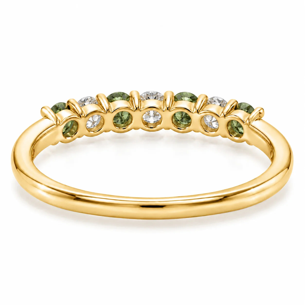 Back View of 0.32ct Round Green &amp; White Diamond Half Eternity Band