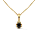 0.33 Ct Black Diamond Solitaire Pendant Necklace in Gold