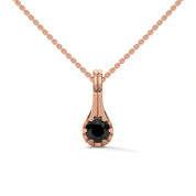 0.33 Ct Black Diamond Solitaire Pendant Necklace in Gold 18K Rose Gold