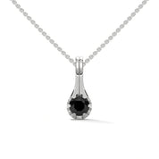 0.33 Ct Black Diamond Solitaire Pendant Necklace in Gold