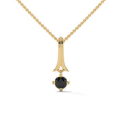 0.33 Ct Round Cut Diamond Solitaire Black Diamond Pendant 18K Yellow Gold