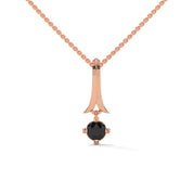 0.33 Ct Round Cut Diamond Solitaire Black Diamond Pendant 18K Rose Gold