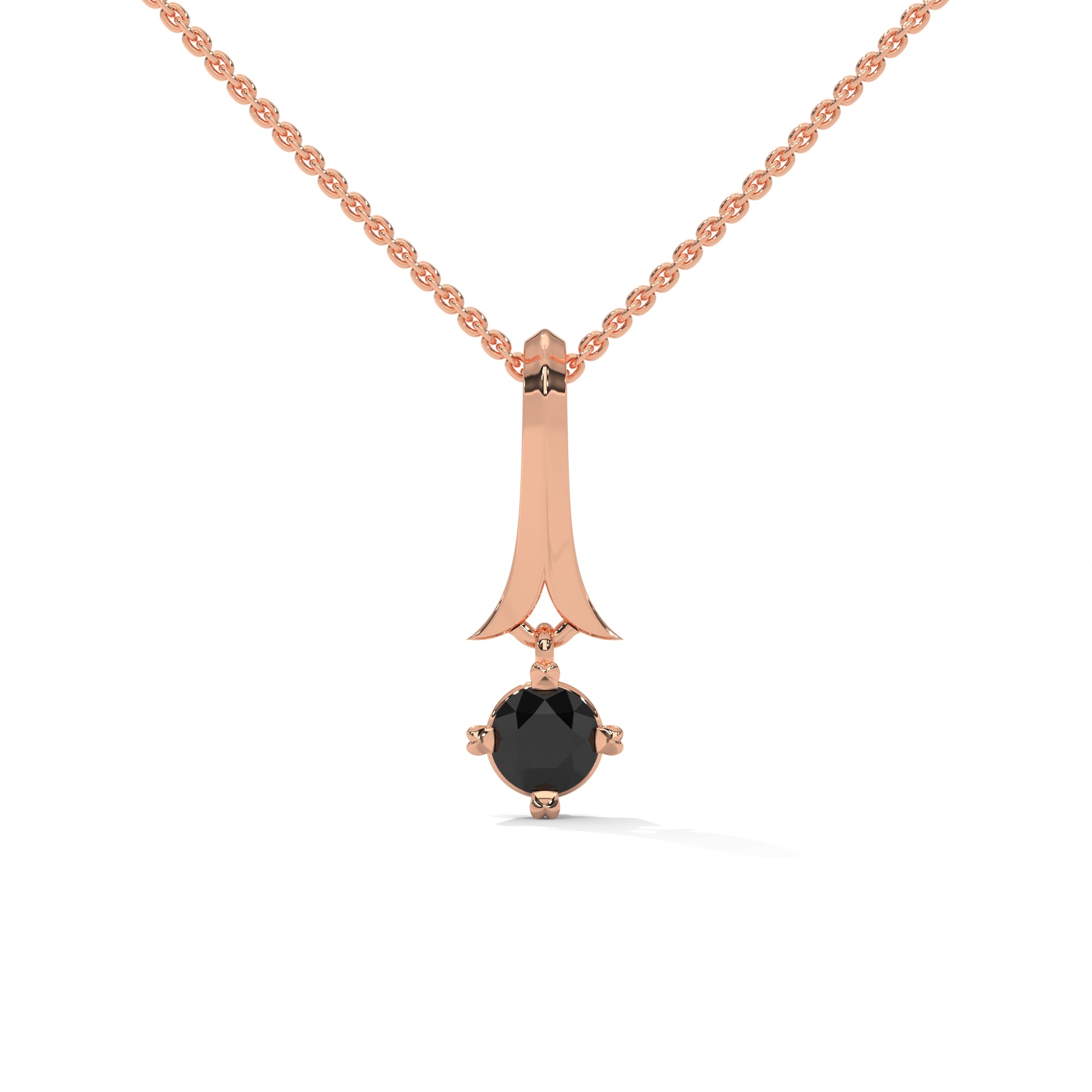0.33 Ct Solitaire Black Diamond Pendant 18K Rose Gold