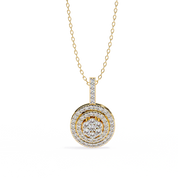 0.33 Ct Lab Diamond Triple Halo Cluster Pendant 18K Yellow Gold Natural Diamond