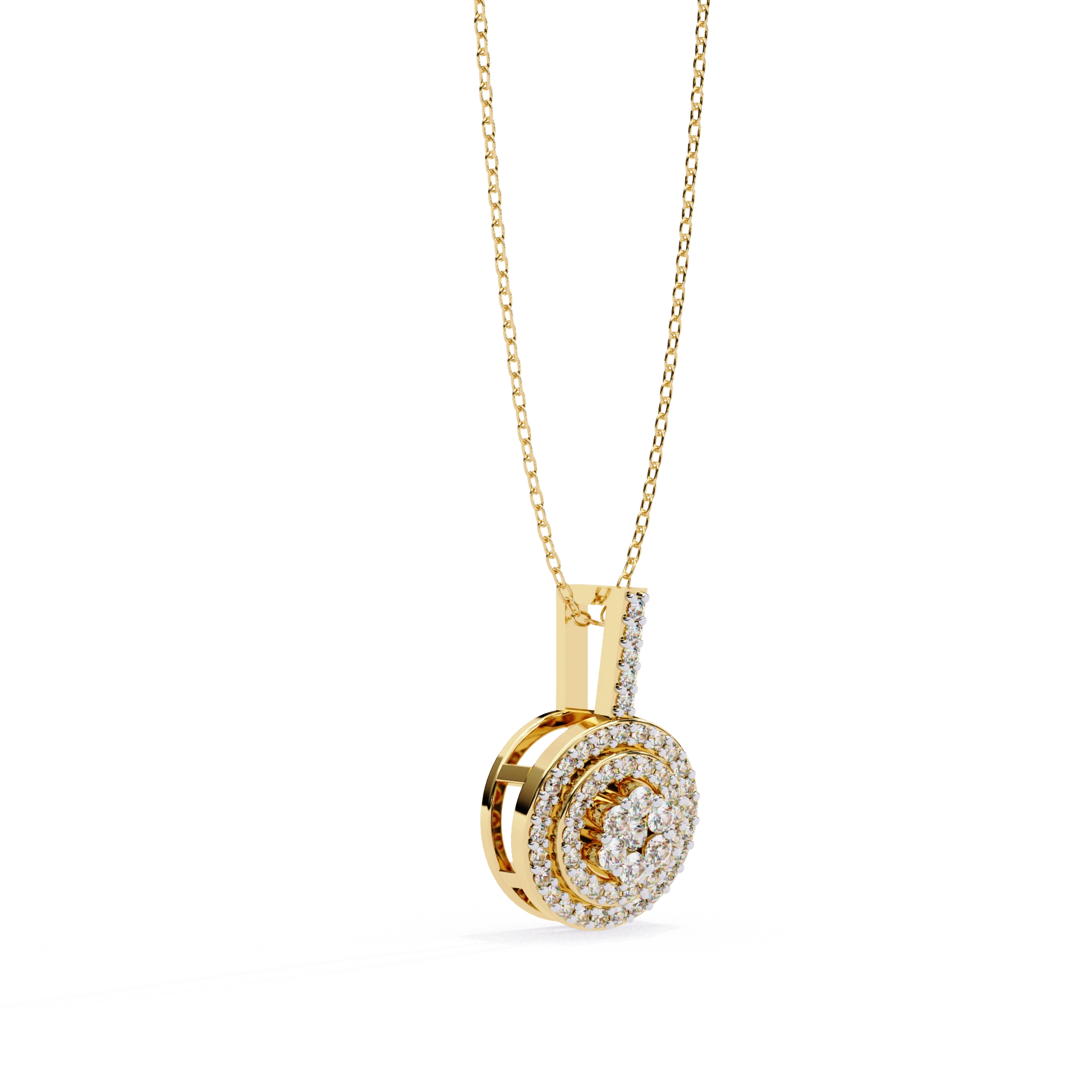 0.33 Ct Lab Diamond Triple Halo Cluster Pendant