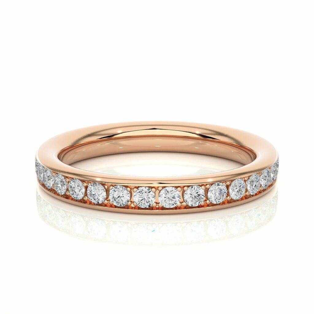 0.40 Carat Channel Setting Diamond Half Eternity Band 18K Rose Gold Natural Diamond